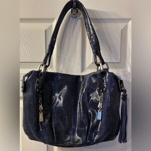 B. Makowsky Shimmering Navy Shoulder Bag